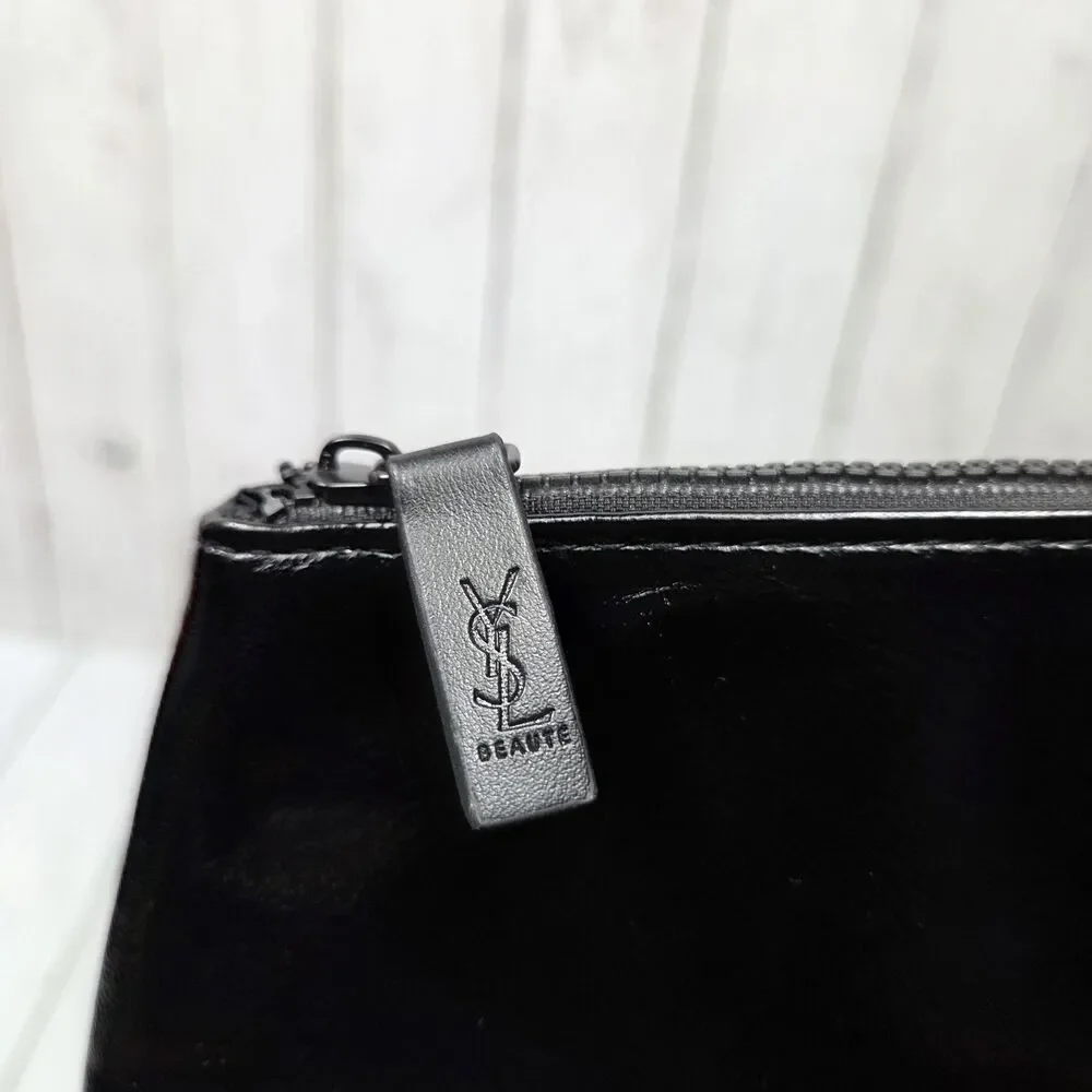 Yves Saint Laurent YSL Makeup Cosmetic Bag Black Travel Perfume Beauty Pouch